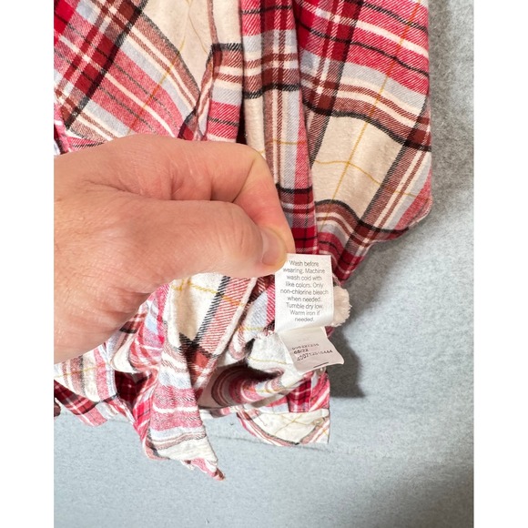 Croft & Barrow Flannel Shirt Plaid Button‎ Up Long Sleeve Red White XXL - Picture 6 of 15